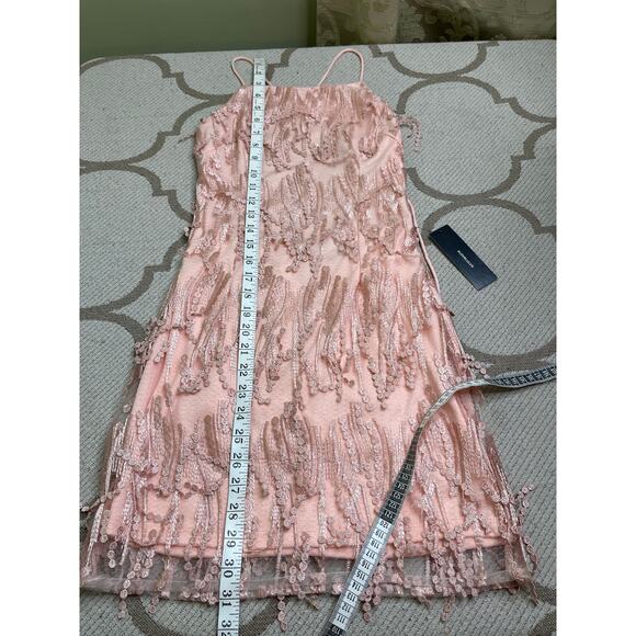 Lulus Making Magic Blush Pink Fringe Lace-Up Mini Dress, size XS - Picture 5 of 16